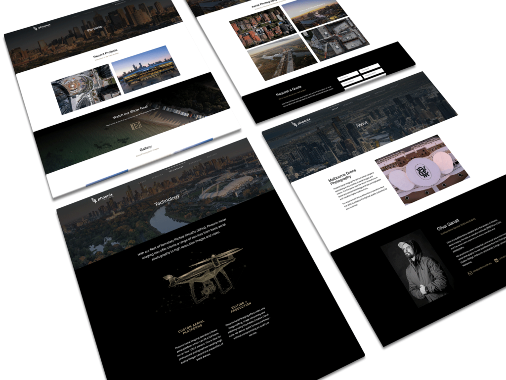 Website mockups for Aerial Photographer